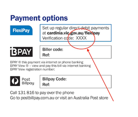 screenshot of rates notice where verifaction code is mentioned